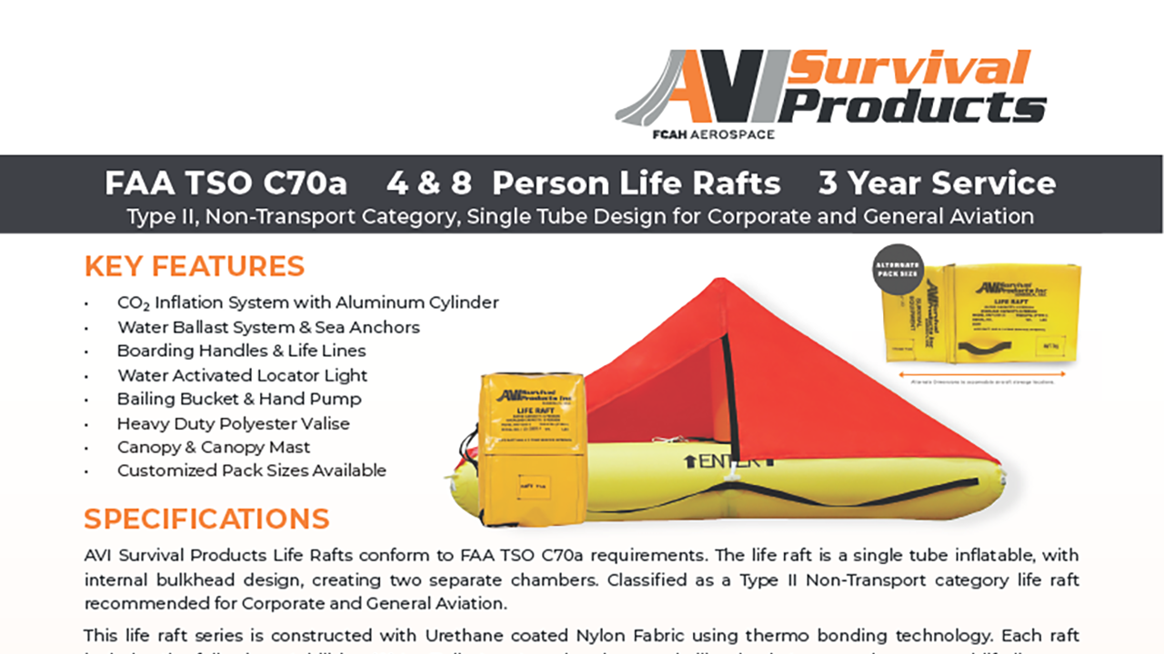 4 & 8 Person Life Rafts Spec Sheet